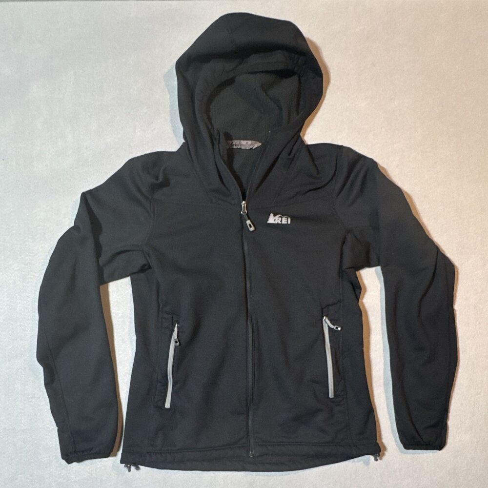 REI Woman’s Black Fleece Full Zip Hooded Hoodie w/ Pockets Size M